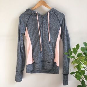 grey and pink active hoodie